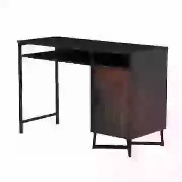 Black and Oak Desk with Cubby Hole Storage